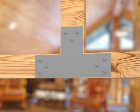 T Bracket - Standard Style - For 4 Inch Lumber - Wood Post Brackets - construction brackets - brackets for post and beam construction - beam supports - post support - timber frame brackets - barndominium brackets - exposed beam brackets