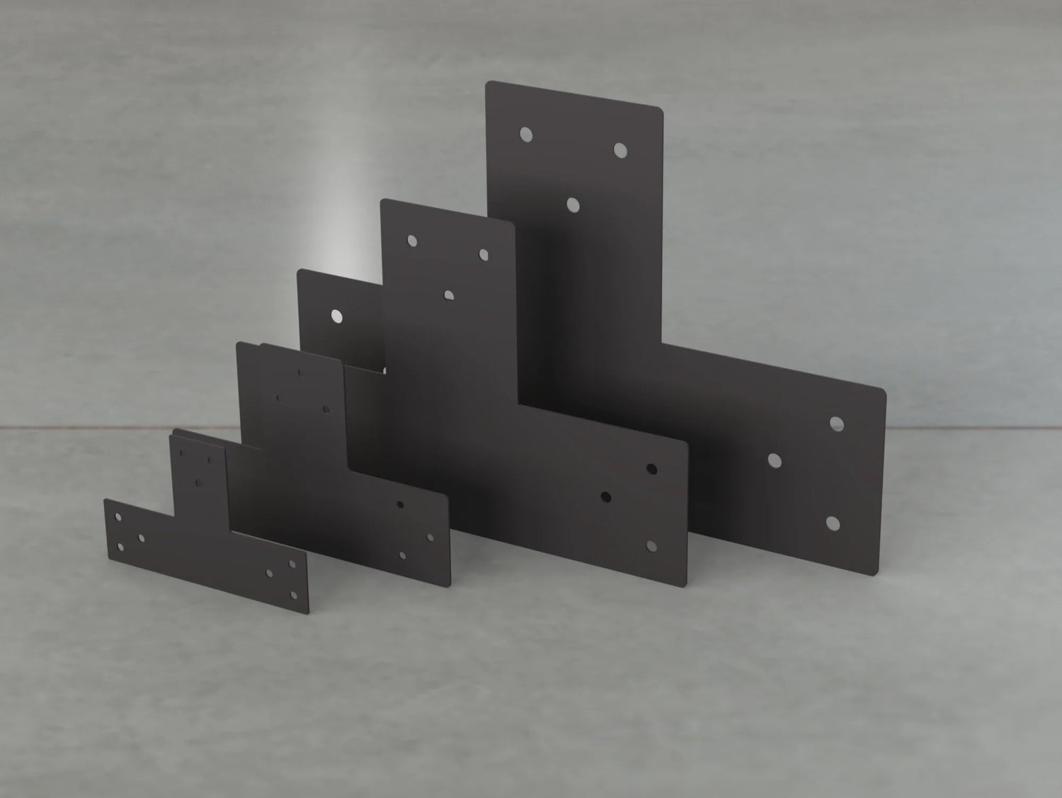 Standard Style T Brackets - Various Sizes - Wood Post Brackets - construction brackets - brackets for post and beam construction - beam supports - post support - timber frame brackets - barndominium brackets - exposed beam brackets