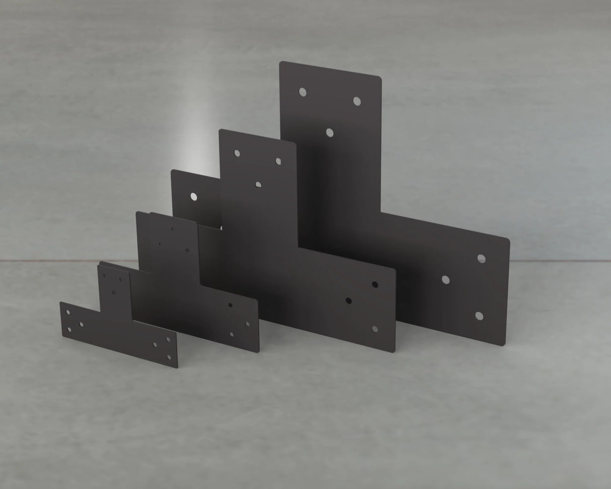Standard Style T Brackets - Various Sizes - Wood Post Brackets - construction brackets - brackets for post and beam construction - beam supports - post support - timber frame brackets - barndominium brackets - exposed beam brackets