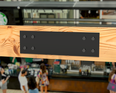Straight Bracket - Industrial Style - 8 Inch Lumber - Wood Post Brackets - construction brackets - brackets for post and beam construction - beam supports - post support - timber frame brackets - barndominium brackets - exposed beam brackets