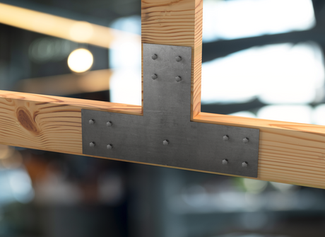 T Bracket - Industrial Style - 8 Inch Lumber - Wood Post Brackets - construction brackets - brackets for post and beam construction - beam supports - post support - timber frame brackets - barndominium brackets - exposed beam brackets