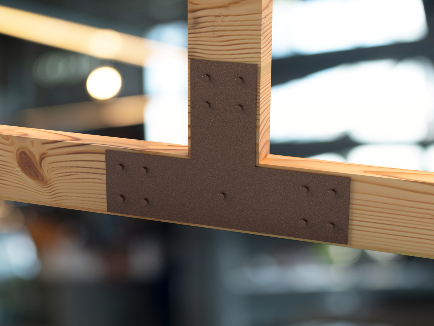 T Bracket - Industrial Style - 8 Inch Lumber - Wood Post Brackets - construction brackets - brackets for post and beam construction - beam supports - post support - timber frame brackets - barndominium brackets - exposed beam brackets