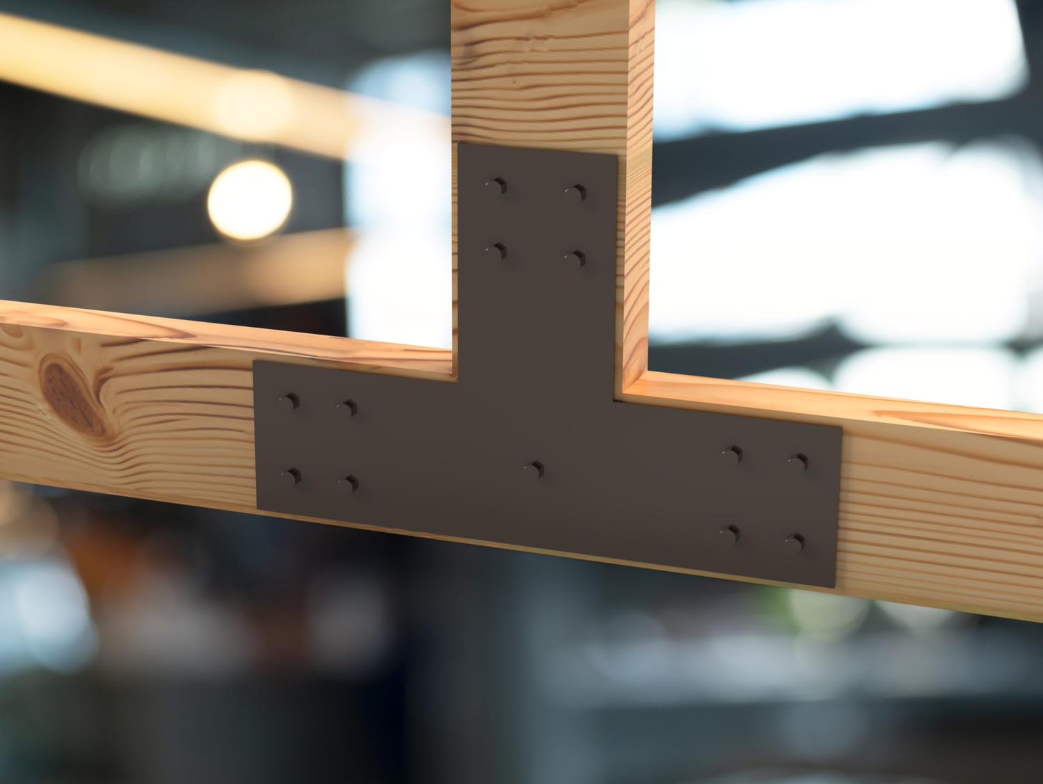 T Bracket - Industrial Style - 8 Inch Lumber - Wood Post Brackets - construction brackets - brackets for post and beam construction - beam supports - post support - timber frame brackets - barndominium brackets - exposed beam brackets