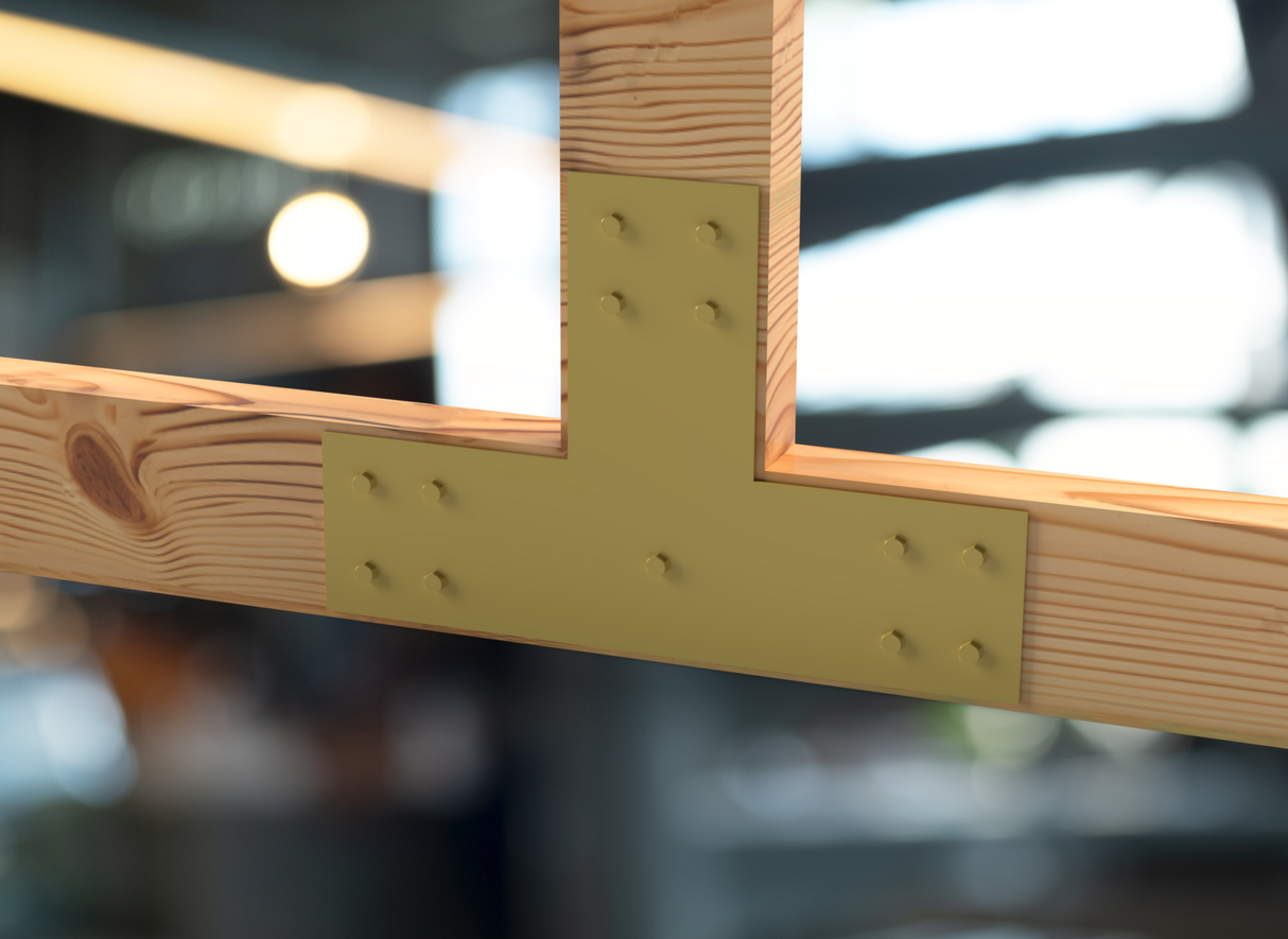 T Bracket - Industrial Style - 8 Inch Lumber - Wood Post Brackets - construction brackets - brackets for post and beam construction - beam supports - post support - timber frame brackets - barndominium brackets - exposed beam brackets