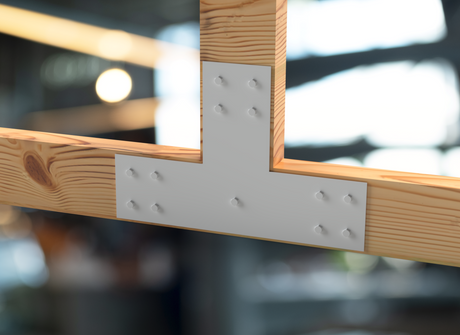 T Bracket - Industrial Style - 8 Inch Lumber - Wood Post Brackets - construction brackets - brackets for post and beam construction - beam supports - post support - timber frame brackets - barndominium brackets - exposed beam brackets