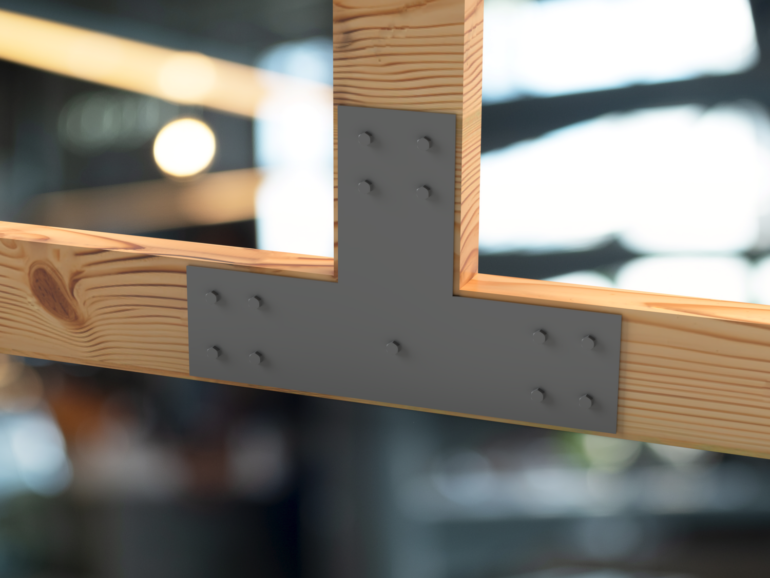 T Bracket - Industrial Style - 8 Inch Lumber - Wood Post Brackets - construction brackets - brackets for post and beam construction - beam supports - post support - timber frame brackets - barndominium brackets - exposed beam brackets