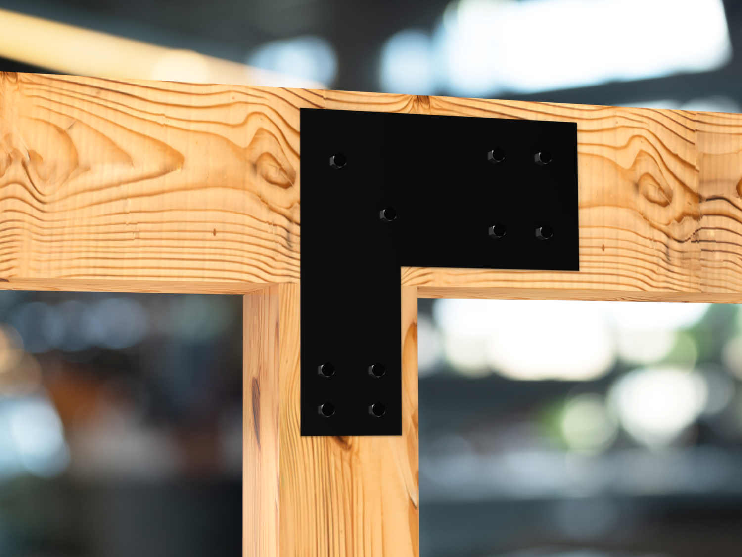 Transition L Bracket for 4"-10" Beam and 4"-10" Post - Wood Post Brackets - construction brackets - brackets for post and beam construction - beam supports - post support - timber frame brackets - barndominium brackets - exposed beam brackets