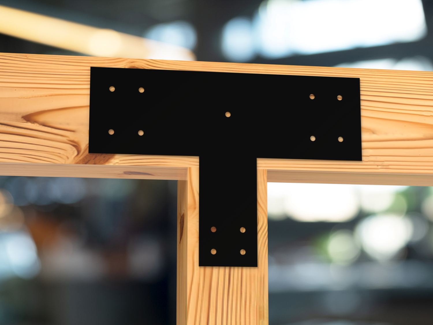 Transition T Bracket for 4"-10" Beam and 4"-10" Post - Wood Post Brackets - construction brackets - brackets for post and beam construction - beam supports - post support - timber frame brackets - barndominium brackets - exposed beam brackets