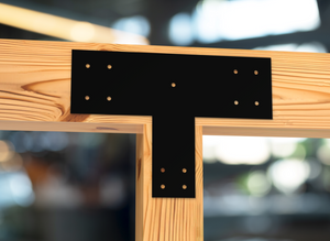 Transition T Bracket for 4"-10" Beam and 4"-10" Post - Wood Post Brackets - construction brackets - brackets for post and beam construction - beam supports - post support - timber frame brackets - barndominium brackets - exposed beam brackets