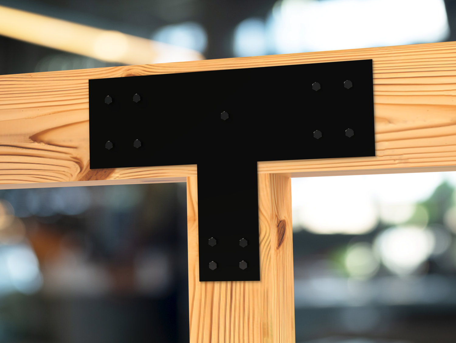 Transition T Bracket for 4"-10" Beam and 4"-10" Post - Wood Post Brackets - construction brackets - brackets for post and beam construction - beam supports - post support - timber frame brackets - barndominium brackets - exposed beam brackets