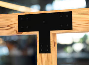 Transition T Bracket for 4"-10" Beam and 4"-10" Post - Wood Post Brackets - construction brackets - brackets for post and beam construction - beam supports - post support - timber frame brackets - barndominium brackets - exposed beam brackets