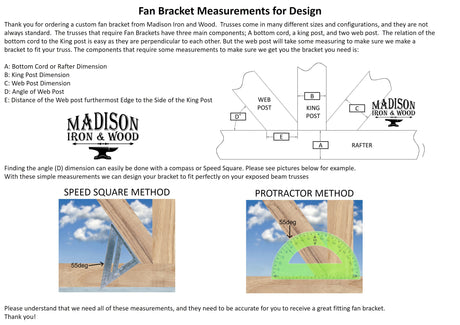 Custom Gable Bracket with Address for Exposed Truss, Offset Bottom Joint - Wood Post Brackets - construction materials - building supports - beam supports - post supports