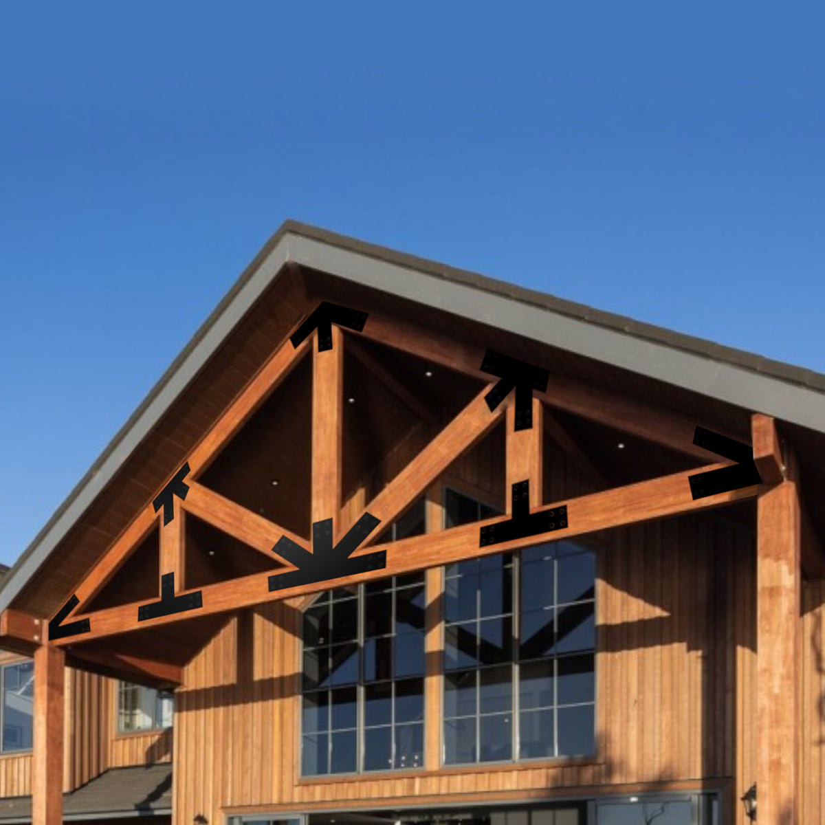 Rectangular Truss Brackets Howe Truss Industrial Bracket Set - 4 Inch Lumber | Wood Post Brackets