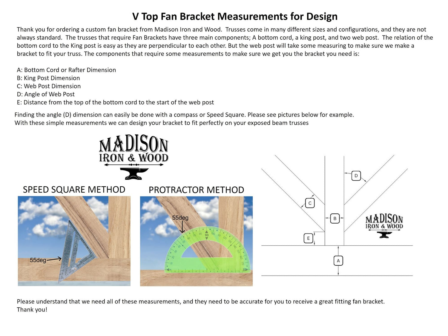 Custom Gable Bracket for Exposed Truss, V Top - Wood Post Brackets - construction materials - building supports - beam supports - post supports
